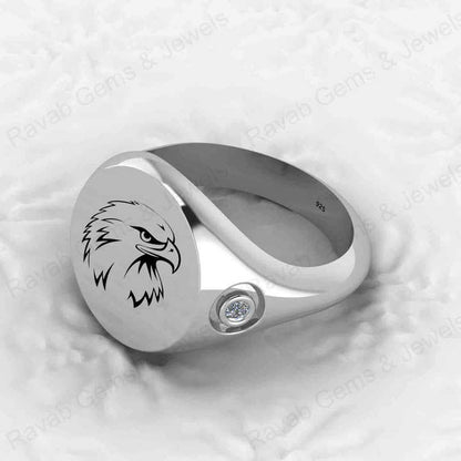 Best Quality Solid 925 Sterling Silver Cubic Zirconia Eagle Bird Engraved Ring for Men's Fine Birds Lover Handmade Jewelry