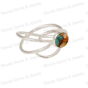 Best Quality Genuine Mix Oyster Spiny Oyster Turquoise 10mm Solid 925 Sterling Silver Multi-Band Designer Women's Wedding/Party
