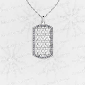 Solid 925 Silver CZ Diamond Personalized Rectangular Pattern Fine Pendant Necklace Men Hip Pop Style Zircon Fine Pendants Charms