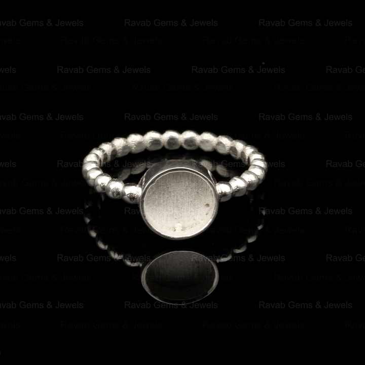 Superb 925 Silver 8mm Round Granulation Eternity Band Semi Mount Blank Bezel Setting Ring for Keepsake Breastmilk DIY Jewelry