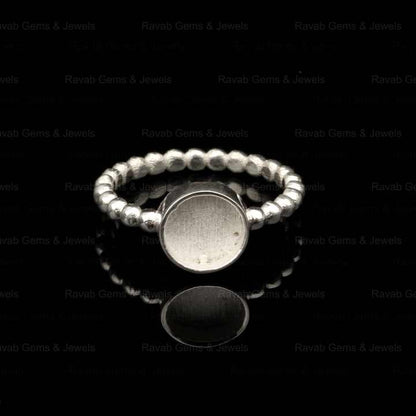 Superb 925 Silver 8mm Round Granulation Eternity Band Semi Mount Blank Bezel Setting Ring for Keepsake Breastmilk DIY Jewelry