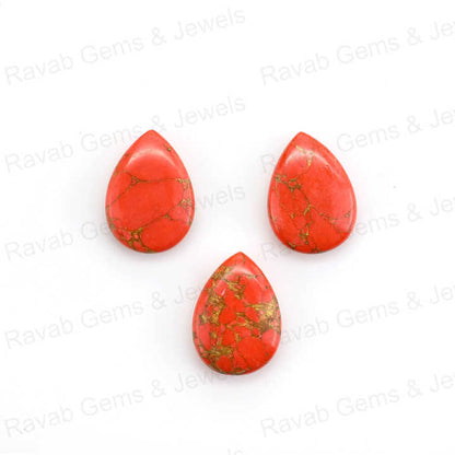 Top Rare Quality 16x22mm Natural Mohave Red Copper Turquoise Pear Shape Cabochon Hand Polish Gemstone for Making Fine Jewelry