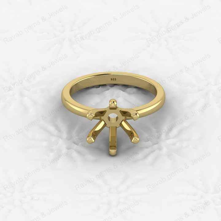 Top Quality 925 Sterling Silver 6mm Prong Semi Mount Blank Setting Wedding Ring Good for Resin Keepsake Finding Jewelry