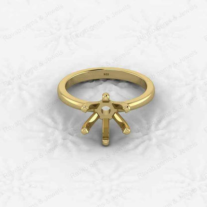 Top Quality 925 Sterling Silver 6mm Prong Semi Mount Blank Setting Wedding Ring Good for Resin Keepsake Finding Jewelry
