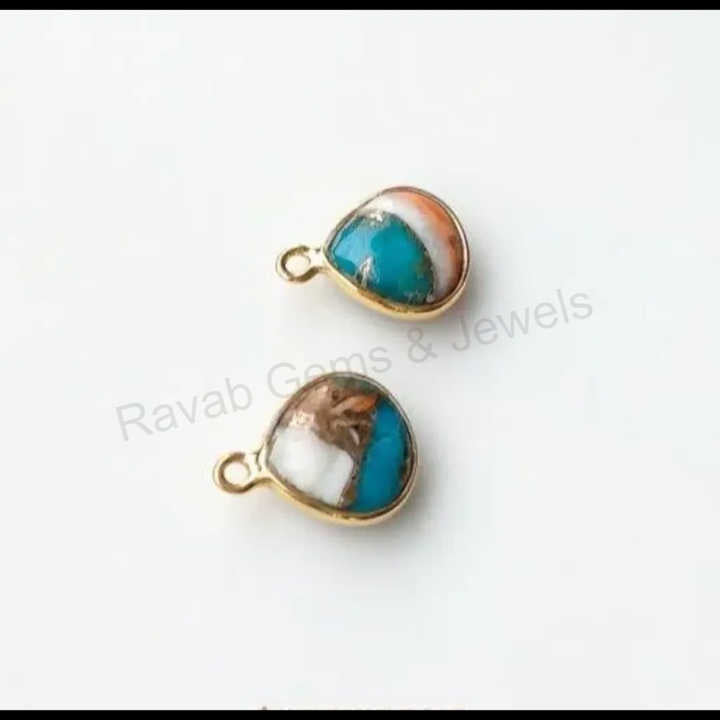 Spiny Oyster Copper Turquoise 10x10mm Heart Cut Smooth 925 Sterling Silver Gold Plated Fine Pendants Charms Jewelry Accessories