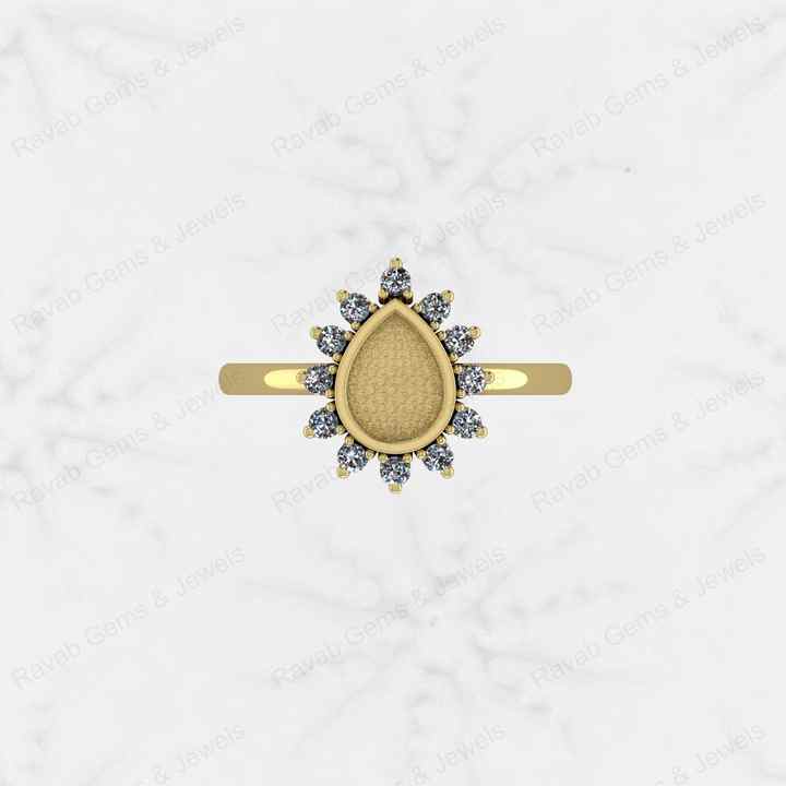 Best Quality 925 Silver Pear 6x8mm Semi Mount Blank Setting Ring for Gemstone Ashes & Resin Jewelry Findings & Components