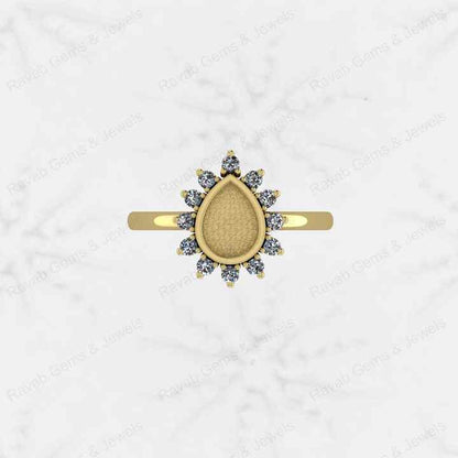 Best Quality 925 Silver Pear 6x8mm Semi Mount Blank Setting Ring for Gemstone Ashes & Resin Jewelry Findings & Components
