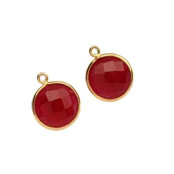Best Selling Solid 925 Sterling Silver 18k Gold Plated Ruby Quartz Hydro 12mm Cushion Shape Checker Cut Charms & Connectors