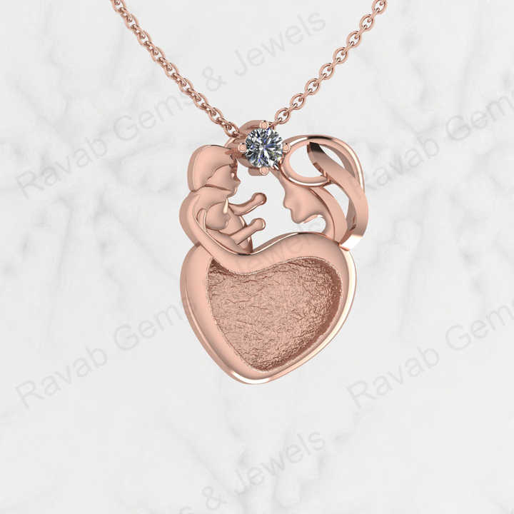 Top Quality 925 Sterling Silver Mom Child Love Heart Charm Semi Mount Blank Setting Pendant Good for Ashes & Resin Work Keepsake