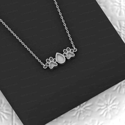 925 Silver Dog Paw Pear Collet Cup Semi Mount Premium Quality Pendant Necklace Setting Ashes Resin Jewelry Findings Components