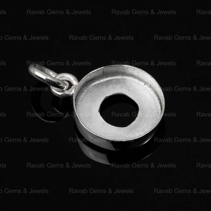 Top Quality 925 Sterling Silver 10mm Round Collet Bezel Cup Blank Mounting Charm Pendant Setting for Making DIY Jewelry Finding