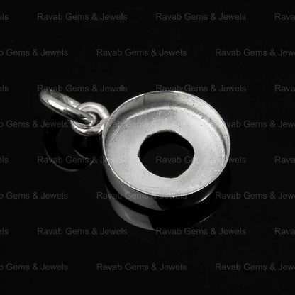 Top Quality 925 Sterling Silver 10mm Round Collet Bezel Cup Blank Mounting Charm Pendant Setting for Making DIY Jewelry Finding