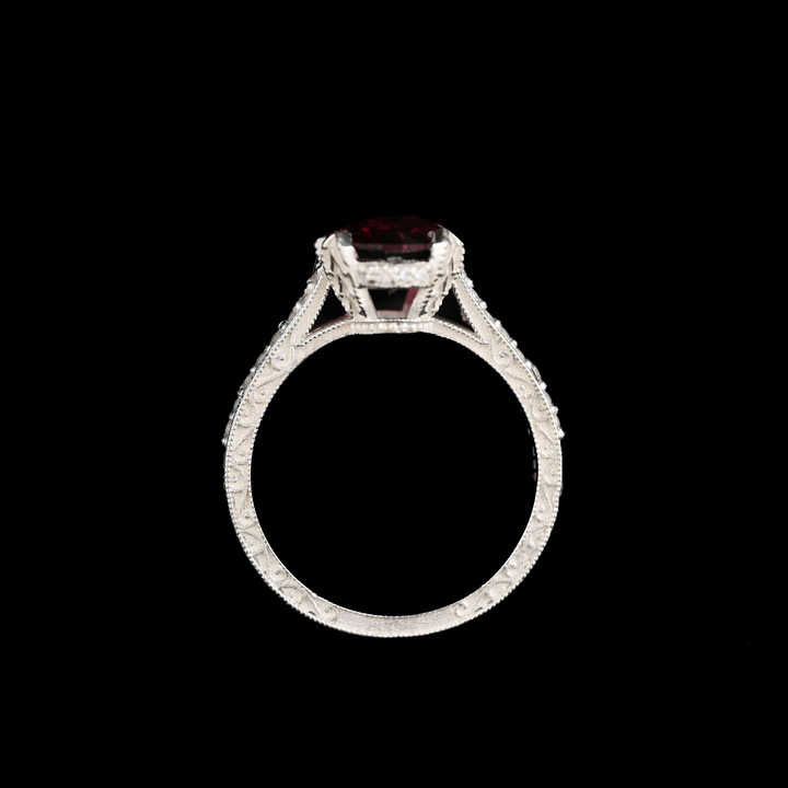 New Arrival Solid 925 Sterling Silver 8x10mm Rhodonite Garnet Brilliant Cut Double Prong Setting Ring for Women Fine Jewelry