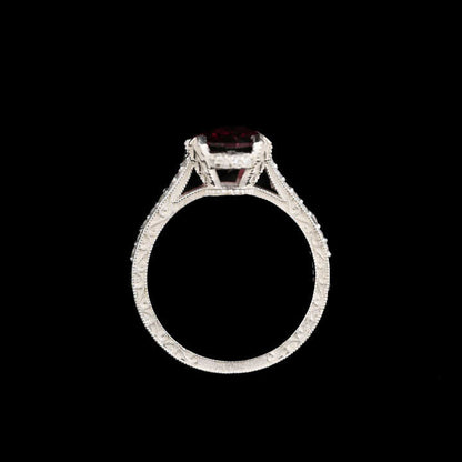 New Arrival Solid 925 Sterling Silver 8x10mm Rhodonite Garnet Brilliant Cut Double Prong Setting Ring for Women Fine Jewelry
