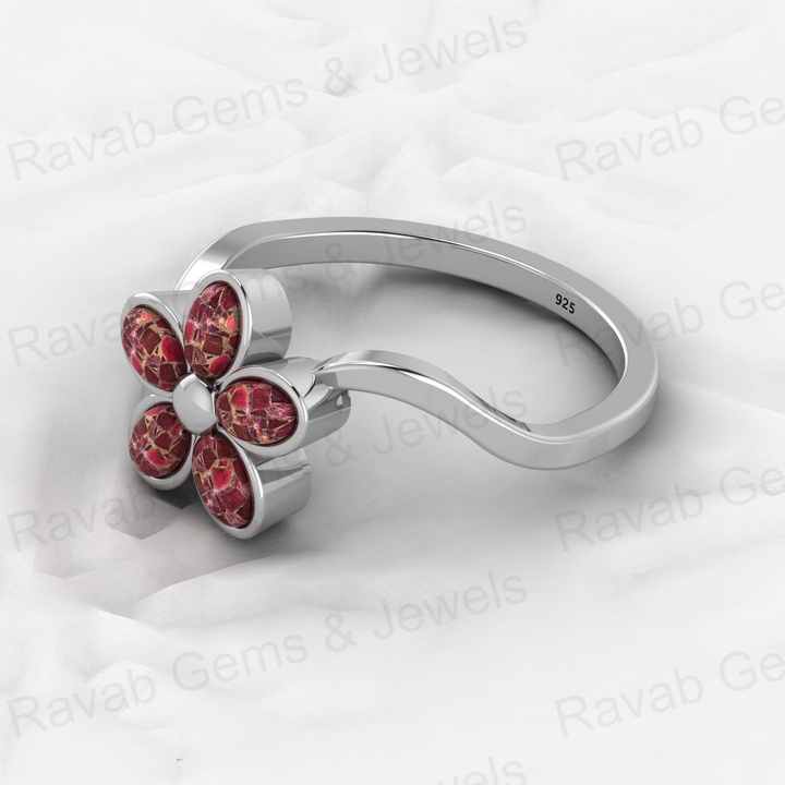 Best Selling Genuine 925 Sterling Silver Pink Ruby Copper Oval Gemstone Bezel Setting Wide Mobius Ring for Custom Jewelry