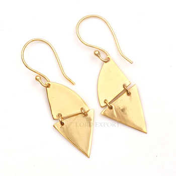 Best Selling Handmade 925 Sterling Silver Dangle Earrings 18K Gold Plated Long Triangle Geometric Statement Elegant for Her