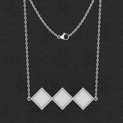 Superb 925 Square Kite Shape Collet Bezel Cup Semi Mount Charm Pendant Necklace Setting Valentine Jewelry Findings Components