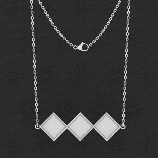 Superb 925 Square Kite Shape Collet Bezel Cup Semi Mount Charm Pendant Necklace Setting Valentine Jewelry Findings Components