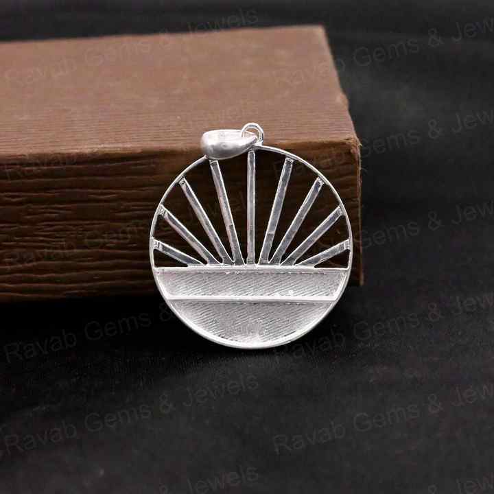 High Quality 925 Silver 25mm Inclusions Sunset Blank Bezel Charm Pendant Setting Keepsake Breastmilk Memorial Jewelry Components
