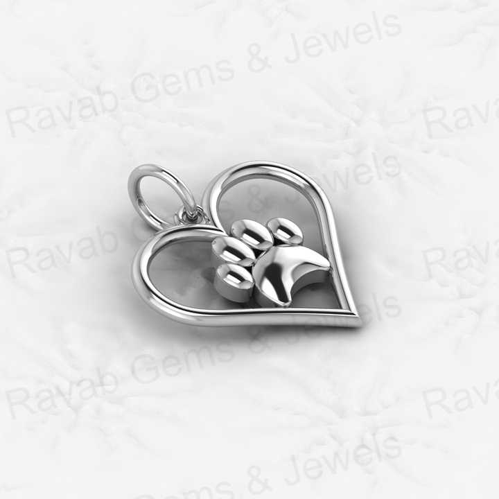 New Arrival Genuine 925 Sterling Silver Heart Shape With Dog Foot Print 19x20mm Pendant for Women Memorial Fine Jewelry