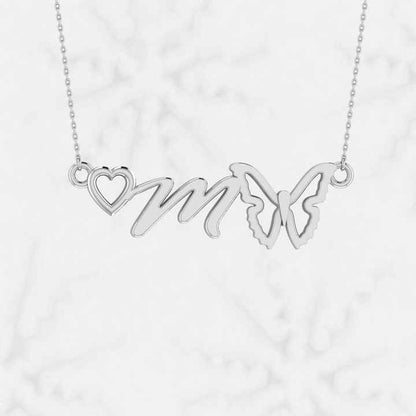 Top Trending Initial Letter With Heart Butterfly Design 925 Sterling Silver Charm & Pendant Necklace for Women Fine Jewelry