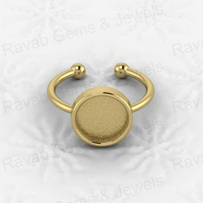 Best Quality Solid 925 Sterling Silver 10mm Semi Mount Ring Adjustable Blank Setting Resin Ashes Jewelry Findings Components