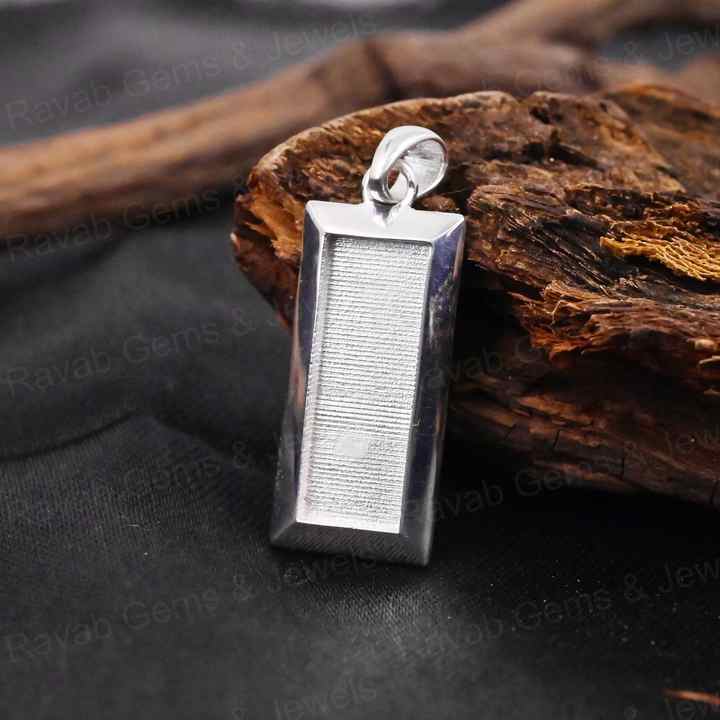 High Quality 925 Silver Rectangle Collet Cup Charm Blank Pendant Cabochon Setting Ashes & Resin Work Keepsake Breastmilk Jewelry