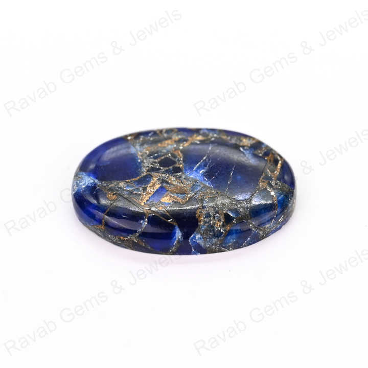 Best Selling 20x30mm Mohave Sapphire Composite Copper Cabochons High-Polished Quartz Gemstone Smooth Oval Shape Jewelry Making