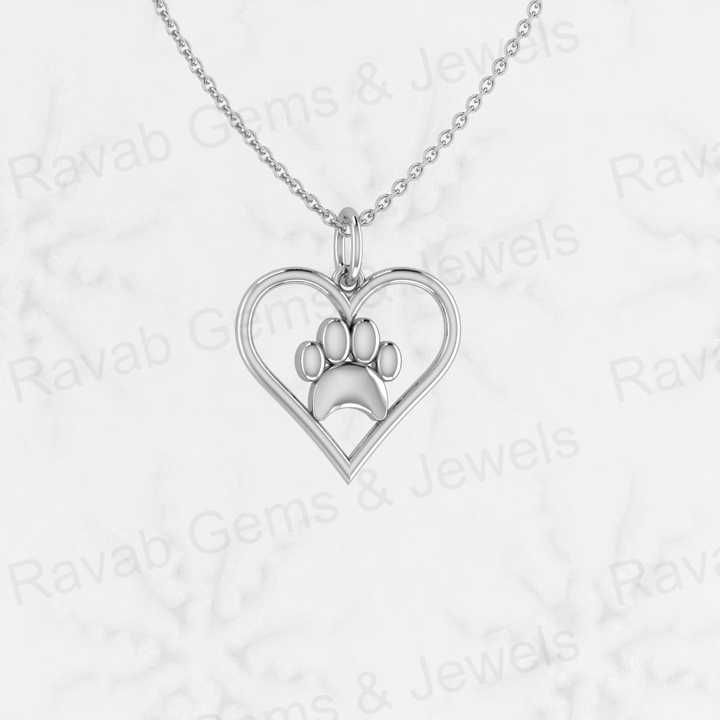 New Arrival Genuine 925 Sterling Silver Heart Shape With Dog Foot Print 19x20mm Pendant for Women Memorial Fine Jewelry