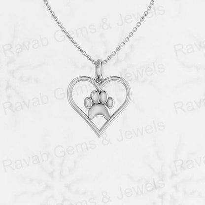 New Arrival Genuine 925 Sterling Silver Heart Shape With Dog Foot Print 19x20mm Pendant for Women Memorial Fine Jewelry