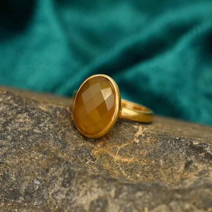 New Arrival Handmade 925 Sterling Silver Women's Ring Natural Yellow Chalcedony 10x14mm Oval Checker Cut Bezel Setting Weddings