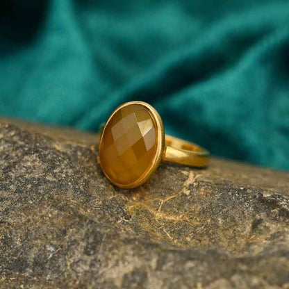 New Arrival Handmade 925 Sterling Silver Women's Ring Natural Yellow Chalcedony 10x14mm Oval Checker Cut Bezel Setting Weddings