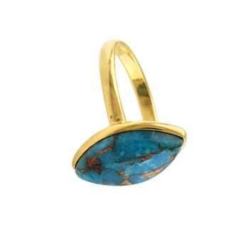 Blue Copper Turquoise Gemstone Marquise Shape Women's Beautiful Natural Organic Ring Solid Sterling 14k Gold Filled Fine Jewelry