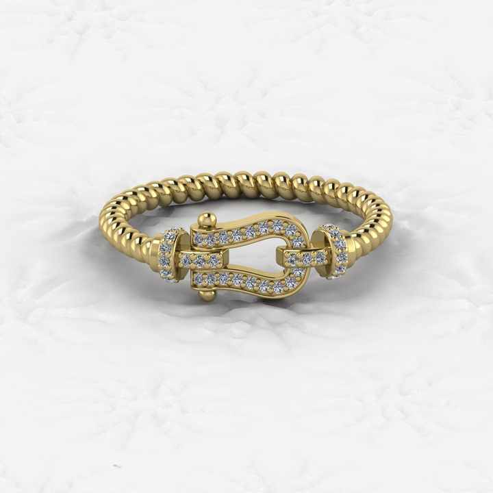 Top Selling 925 Silver CZ Heavue Horseshoe Rope Eternity Band Gold Vermeil Ring for Women Personalized Equestrian Fine Jewelry