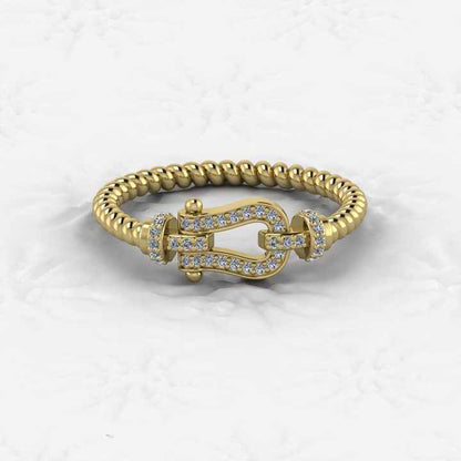 Top Selling 925 Silver CZ Heavue Horseshoe Rope Eternity Band Gold Vermeil Ring for Women Personalized Equestrian Fine Jewelry