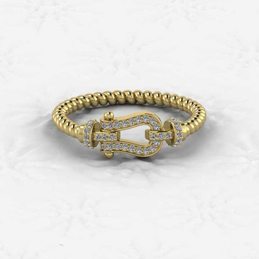 Top Selling 925 Silver CZ Heavue Horseshoe Rope Eternity Band Gold Vermeil Ring for Women Personalized Equestrian Fine Jewelry