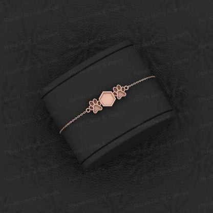 Superb Quality Solid 925 Sterling Silver Hexagon & Dog Pow Semi-Mount Bracelet Good For Ashes & Resin Work Keepsake Breastmilk