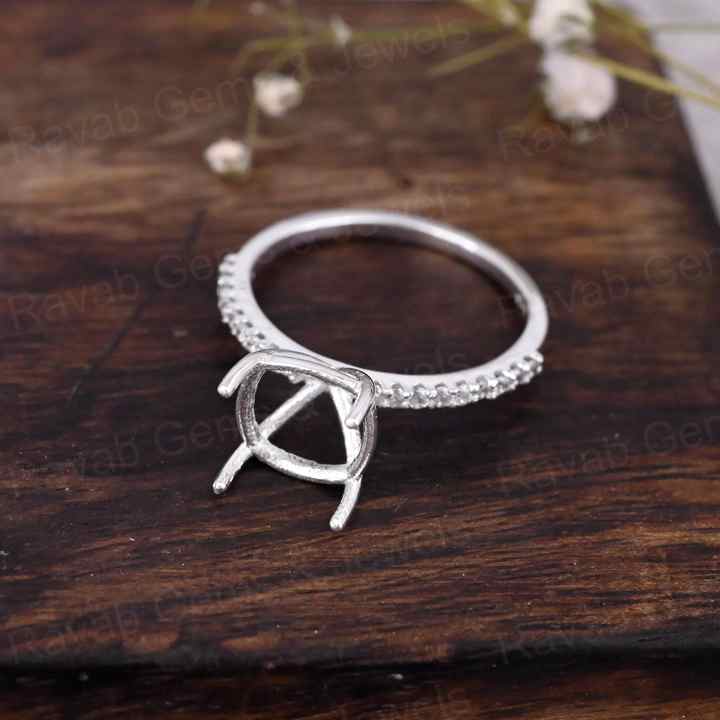 Handmade 925 Silver 18k Gold 10mm Cushion Eternity Band Prong Blank Gemstone Ring With CZ Setting Keepsake Breastmilk Jewelry