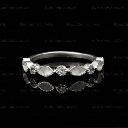 Genuine 925 Silver 2x4mm Marquise With CZ Half Eternity Semi Mount Blank Setting Ring Good for Keepsake Breastmilk Jewelry