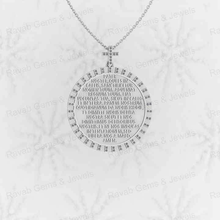 Solid 925 Silver Embossed Lords Catholic Prayer Crucifix Religious Jesus Cross Charm Pendant With CZ for Christian Fine Jewelry