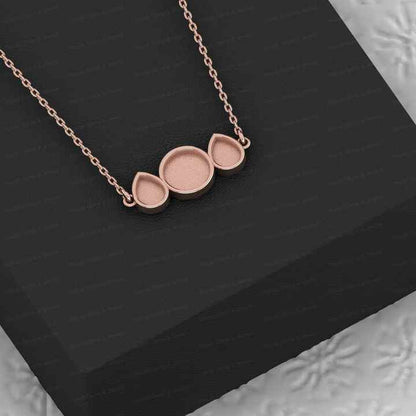 New 925 Silver Pear Round Collet Bezel Cup Semi Mount Charm Pendant Necklace Setting Jewelry Findings Components