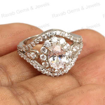 Best Selling 7x9mm Oval Solid 925 Sterling Silver Cocktail Women's Ring Natural Crystal Quartz Cubic Zirconia Gemstone Fine