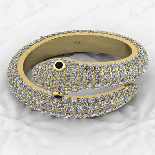 Best Selling 925 Sterling Silver Gold Vermeil CZ Eternity Band Adjustable Animal Gothic Snake Women Ring Hip Hop Fine Jewelry