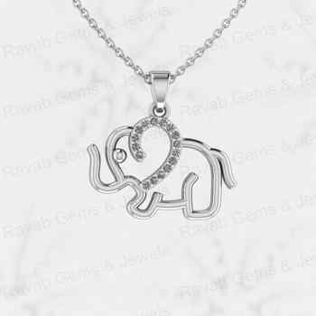 Genuine Solid 925 Sterling Silver 15x22mm Baby Elephant Prong Setting Outline Pendant for Women Animal Lover Handmade Necklace