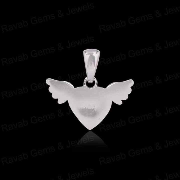 Genuine 925 Sterling Silver 8mm Heart With Angel Wings Semi Mounting Pendant Blank Setting for Resin & Ashes Work DIY Jewelry