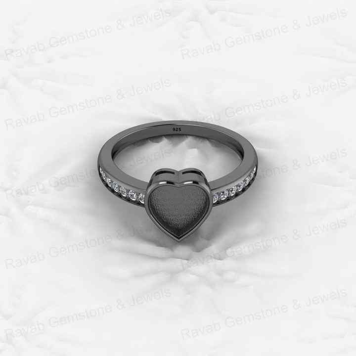 High Quality Genuine 925 Silver 8mm Heart With CZ Semi Mount Blank Setting for Proposal Rings Breastmilk Keepsake Women Jewelry
