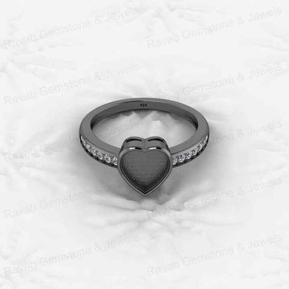 High Quality Genuine 925 Silver 8mm Heart With CZ Semi Mount Blank Setting for Proposal Rings Breastmilk Keepsake Women Jewelry