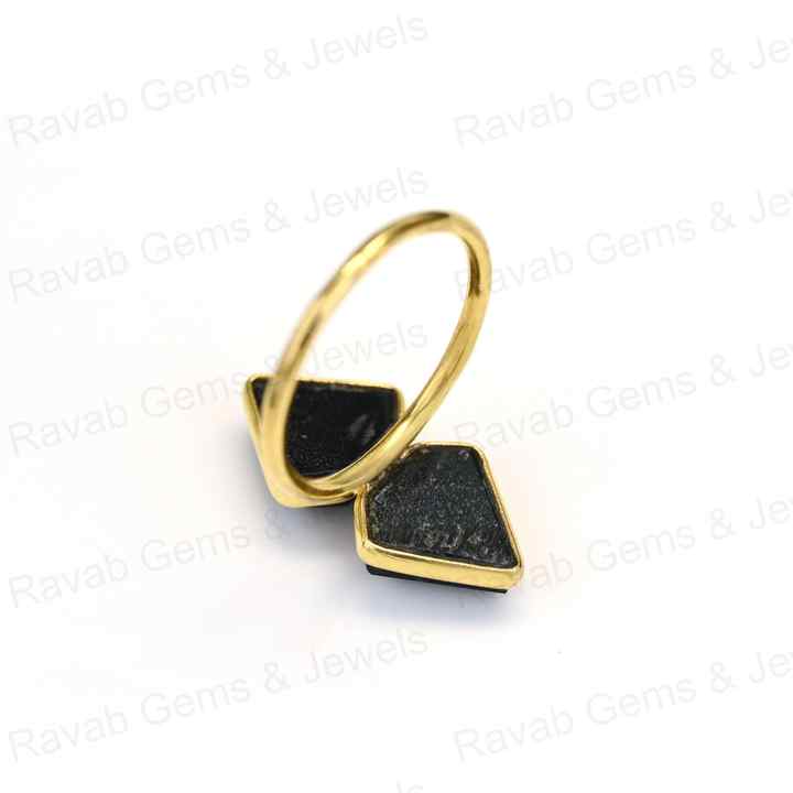 Super Quality Solid 925 Sterling Silver Natural Black Onyx Fancy Cut 10x14mm Bezel Setting 18k Gold Filled Fine Ring for Women