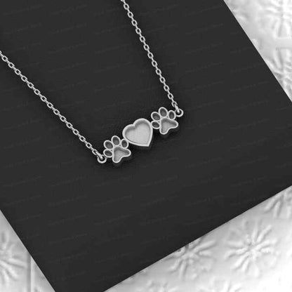 High Quality 925 Silver Heart Dog Paw Collet Blank Collet Charm Pendant Necklace 14K Gold Breast Milk DIY Ashes Resin Jewelry
