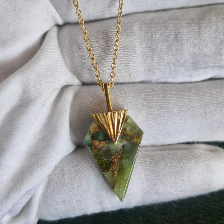 Best Selling 16x22mm Mohave Peridot Copper Gemstone 925 Silver Gold Vermeil Dainty Chain Pendant Necklace for Women Fine Jewelry